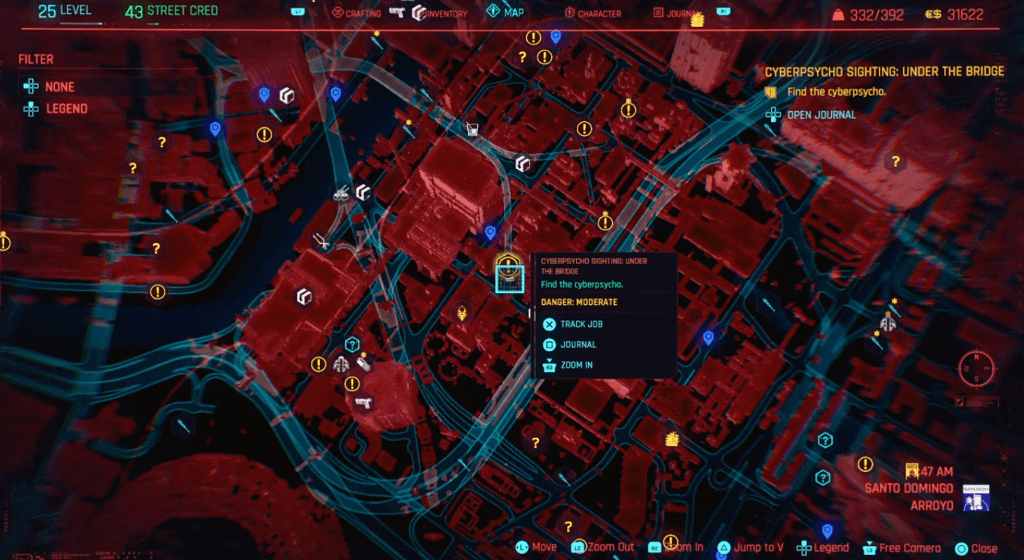 Cyberpunk 2077 Cyberpsycho Sighting Under The Bridge Map