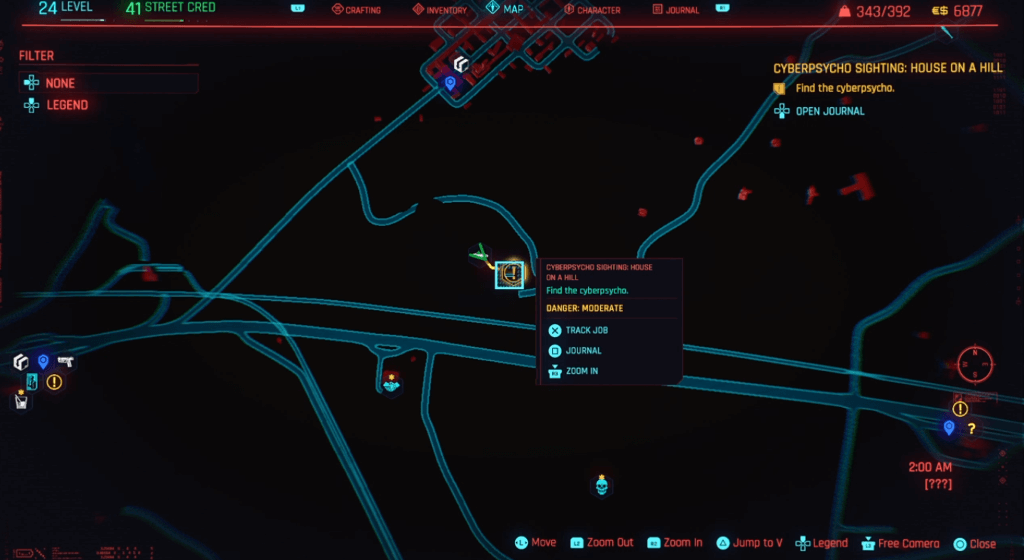 Cyberpunk 2077 Phantom Liberty - Cyberpsycho Sighting House on a Hill Map