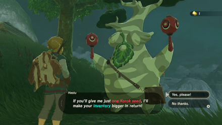 BotW - Giving one Korok Seed to Hestu