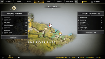 GoW - Path to the Mountain Chest 2 Map Location