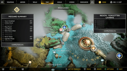 GoW - Path to the Mountain Chest 5 Map Location