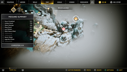 GoW - Inside the Mountain Chest 1 Map Location