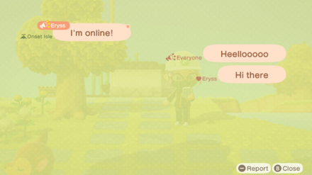 ACNH - The NookPhone Chat Log app with prior messages shown