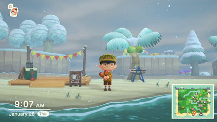 ACNH - A resident plays with some maracas