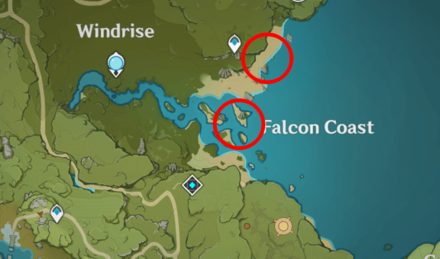 Genshin - Golden Crab Map Location - Falcon Coast