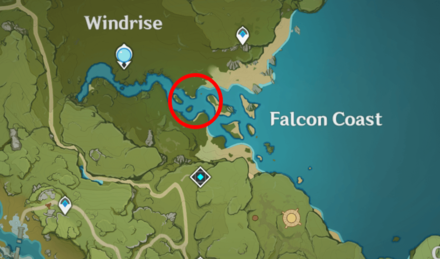 Genshin - Scarletbeak Duck Map Location - Falcon Coast