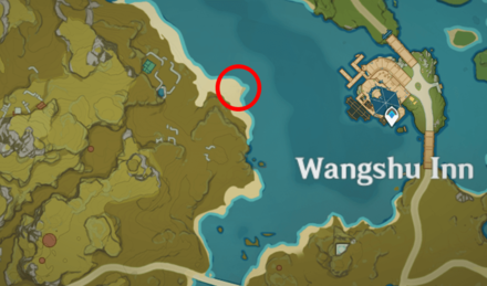 Genshin - Blue-Fin Bass Map Location - West of Wangshu Inn