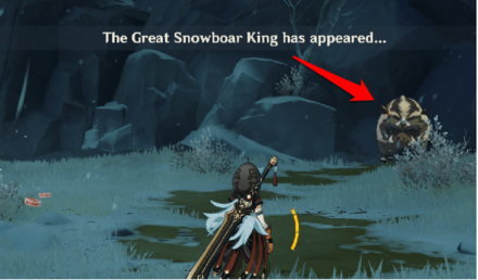 Genshin - Great Snowboar King Location - East of Skyfrost Nail