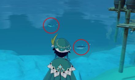 Genshin - Blue-Fin Bass Location - West of Wangshu Inn