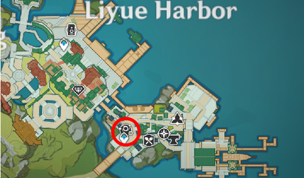Genshin - Brightcrown Pigeon Map Location - Crafting Bench at Liyue Harbor