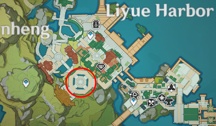 Genshin - Emerald Finch Map Location - Yujing Terrace in Liyue Harbor