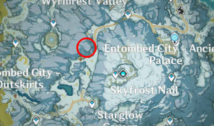 Genshin - Silkwhite Falcon Map Location - Northwest of Skyfrost Nail