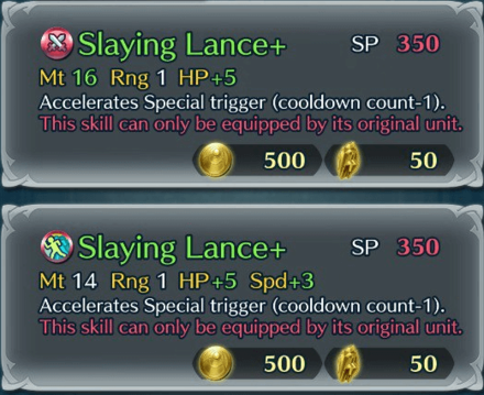 Slaying Lance+ Upgrade Options Fire Emblem Heroes FEH.png