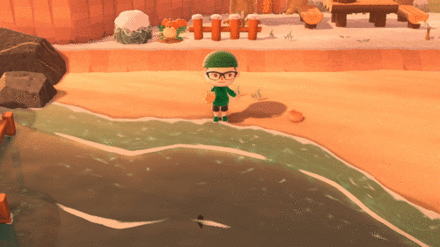 ACNH - Bean-Tossing Kit Fish Scare.gif