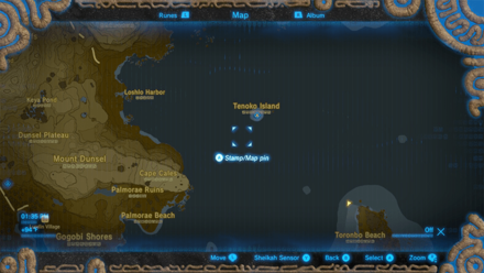 BotW - Stranded on Eventide Tenoko Island Map Location