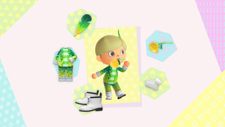 ACNH - A resident wears the Green Feather