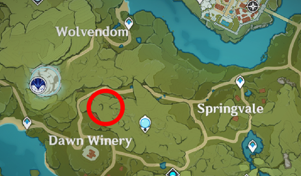 Genshin - Snow Finch Map Location - Dawn Winery