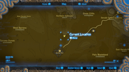 BotW - Warm Safflina Ruins Near Northern Icehouse Map Location