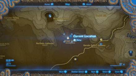 BotW - Warm Safflina Great Cliffs Map Location