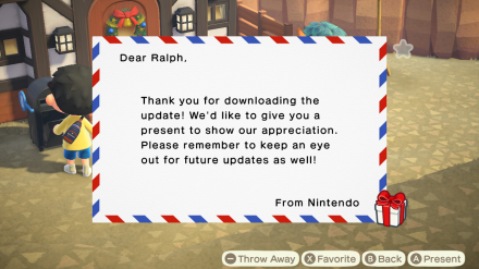 ACNH - February Update Thank You Letter