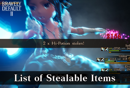 Bravely Default 2 - List of Stealable Items
