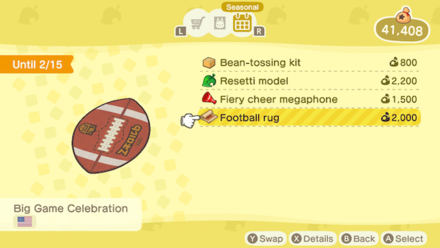 Animal Crossing New Horizons (ACNH) Nook Shopping Seasonal Items