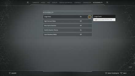 Outriders Controls and Best Settings Guide - Accessibility Large Fonts
