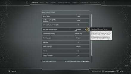 Outriders Controls and Best Settings Guide - Auto Loot Minimum Rarity