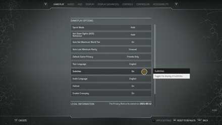Outriders Controls and Best Settings Guide - Subtitle Setting