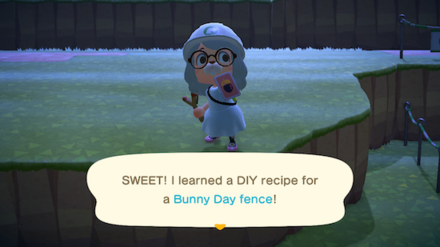 ACNH - A resident learns a Bunny Day DIY recipe