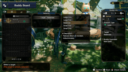 MH Rise - Palico behavior target prioritization