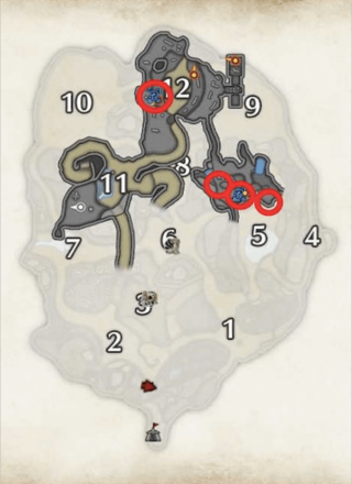 Monster Hunter Rise - Mining Outcrops (Eltalite Ore) in The Sandy Plains (Lower Level).png