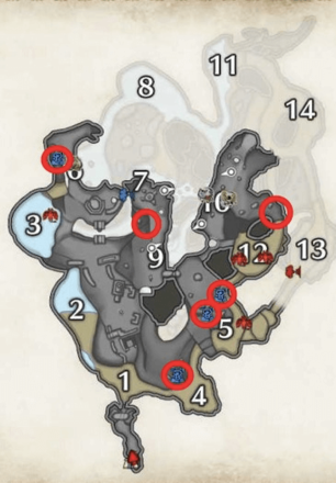 Monster Hunter Rise - Mining Outcrops (Earth Crystal) in Lava Caverns (Upper Level).png