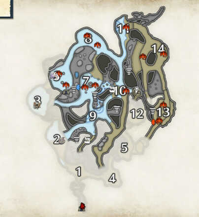 MH Rise - Lava Caverns Stinkmink Map Locations (Underground)