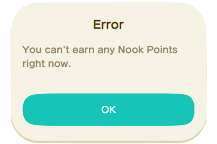 ACNH - An error messaging reading You can