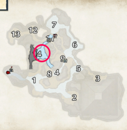 Monster Hunter Rise - Ludroth Locations Flooded Forest Lower Area.png