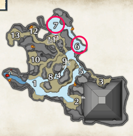 Monster Hunter Rise - Ludroth Locations Flooded Forest Upper Area.png