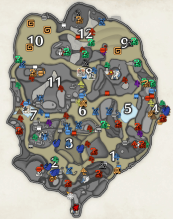 Monster Hunter Rise (MH Rise) - gathering sandy plains map (upper)