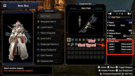 MH Rise - Bow Shot Types