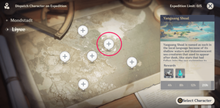 Genshin - Liyue Yaoguang Shoal - White Iron and Crystal Chunk Expedition