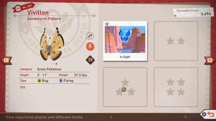 New Pokemon Snap - Vivillon Sandstorm Pattern
