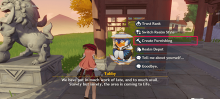 Genshin - Talk to Tubby to Create Furnishing