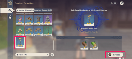 Genshin - Choose Furniture and Create