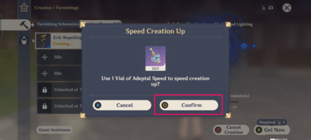 Genshin - Press Confirm to Use Vial of Adeptal Speed