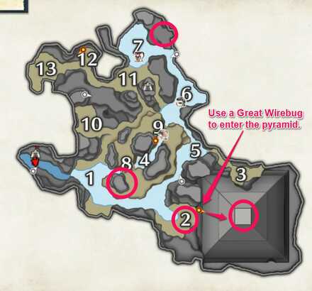 Monster Hunter Rise - Felyne Locations Flooded Forest.jpg