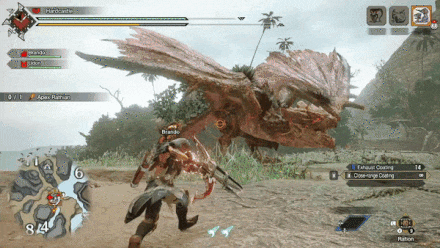 bow versus apex rathian (projectile damage).gif