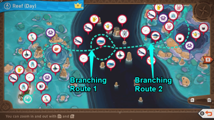 New Pokemon Snap - Reef (Day) Alternate Routes Map