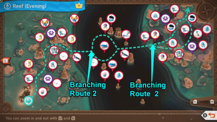 New Pokemon Snap - Reef (Evening) Alternate Routes Map