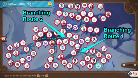 New Pokemon Snap - Snowfields (Night) Alternate Routes Map