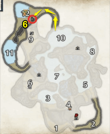 MH Rise - Farming route bonepiles in Frost Islands (lower level)